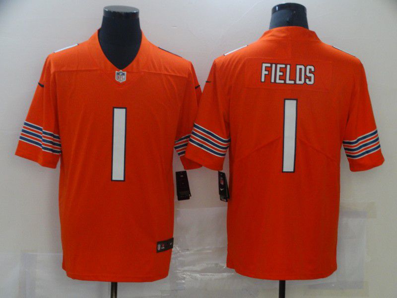 Men Chicago Bears #1 Fields Orange Nike Vapor Untouchable Limited 2021 NFL Jersey->new england patriots->NFL Jersey